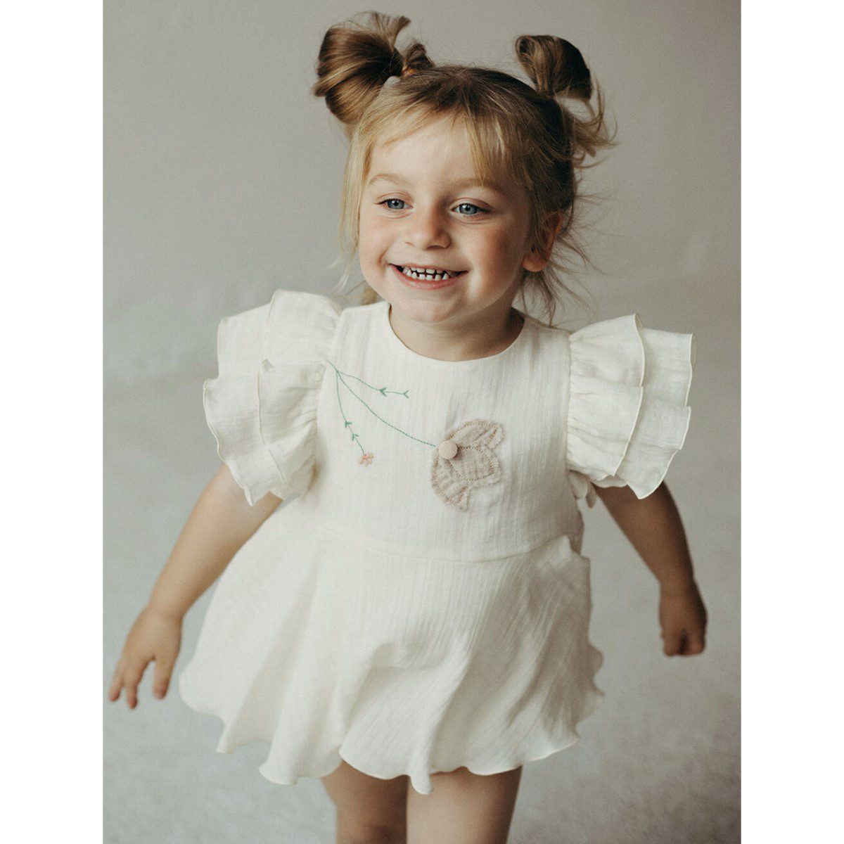 Organic Romper Suit with Cape-Style Skirt | Off-White