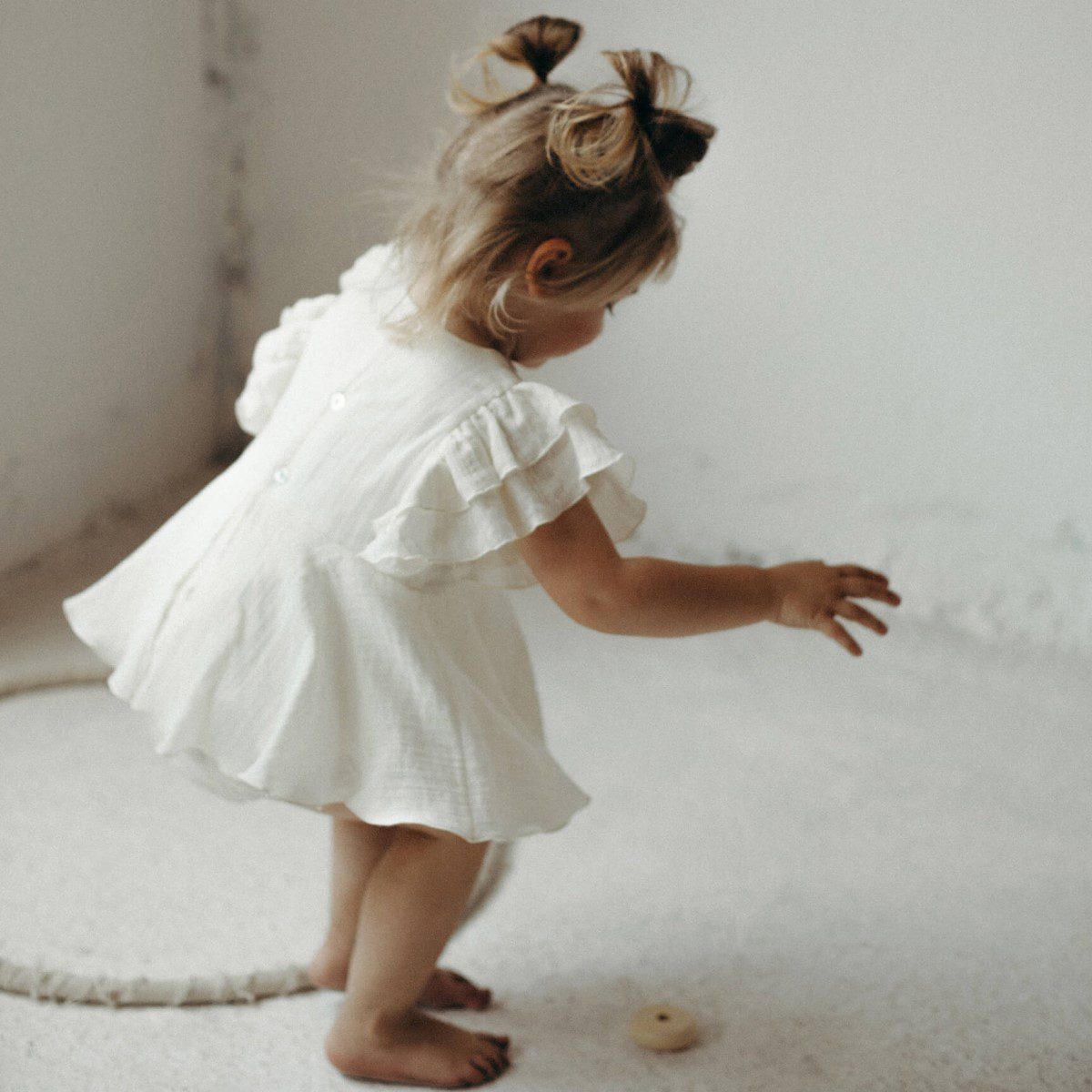 Organic Romper Suit with Cape-Style Skirt | Off-White