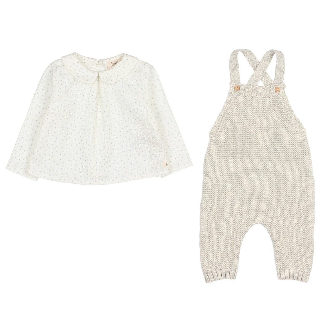 NB Knit Dungaree & Dots Blouse