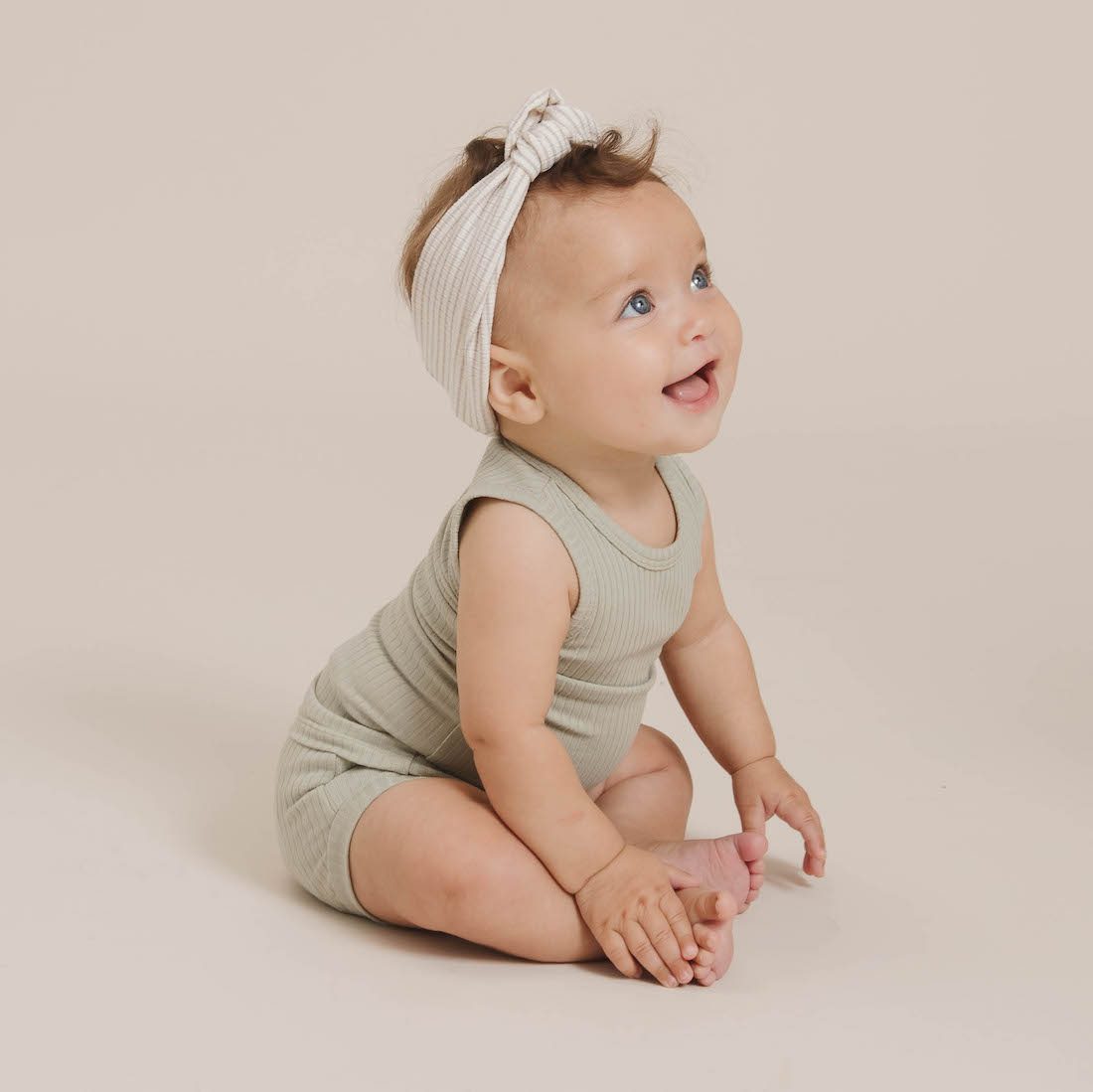 Natural Ribbed Tank & Ash Stripe Bloomer