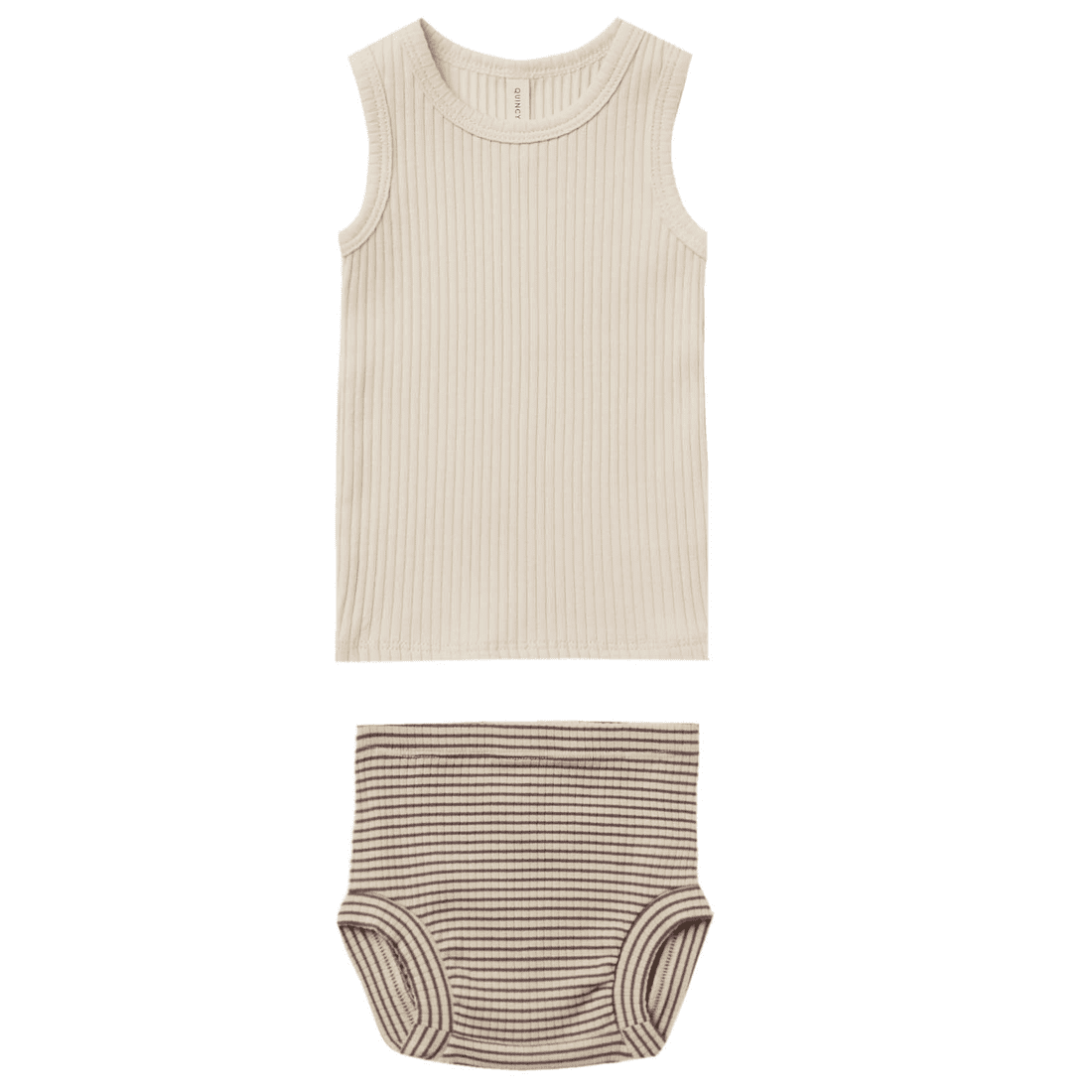 Natural Ribbed Tank & Ash Stripe Bloomer