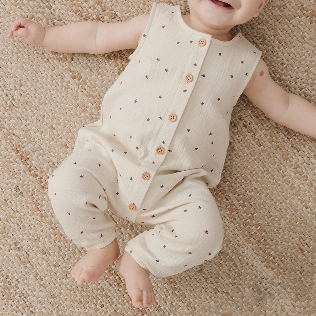 Natural Woven Button Jumpsuit
