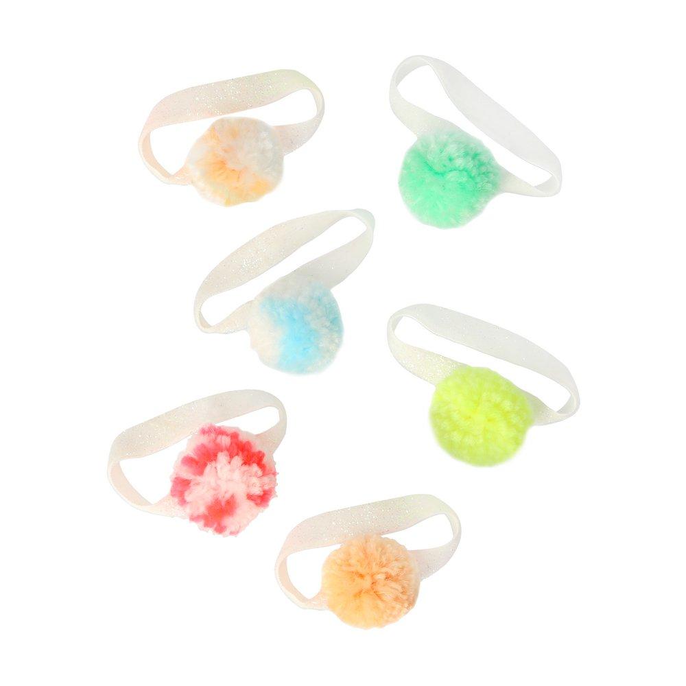 Neon Yarn Pompom Hair Ties