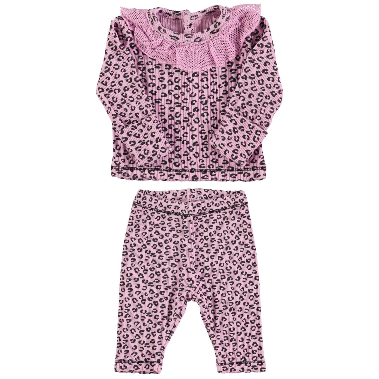 Newborn Collar Shirt & Leggings | Pink W/ Animal Print