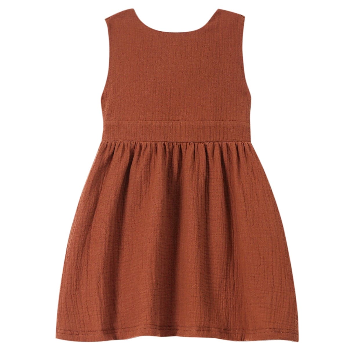 Girl Pinafore Gauze Dress | Terracotta