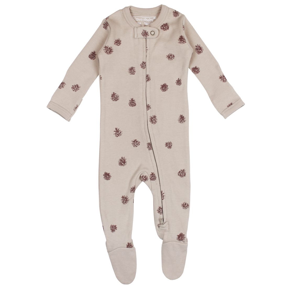 Organic Zipper Footie | Oatmeal Pinecone