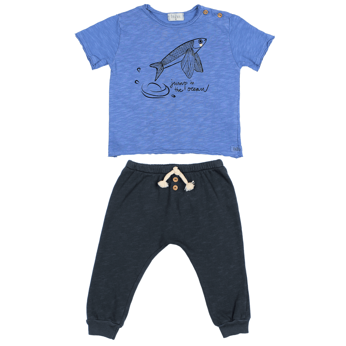 Ocean T-Shirt & Jogging Pant | Marina & Blue Night