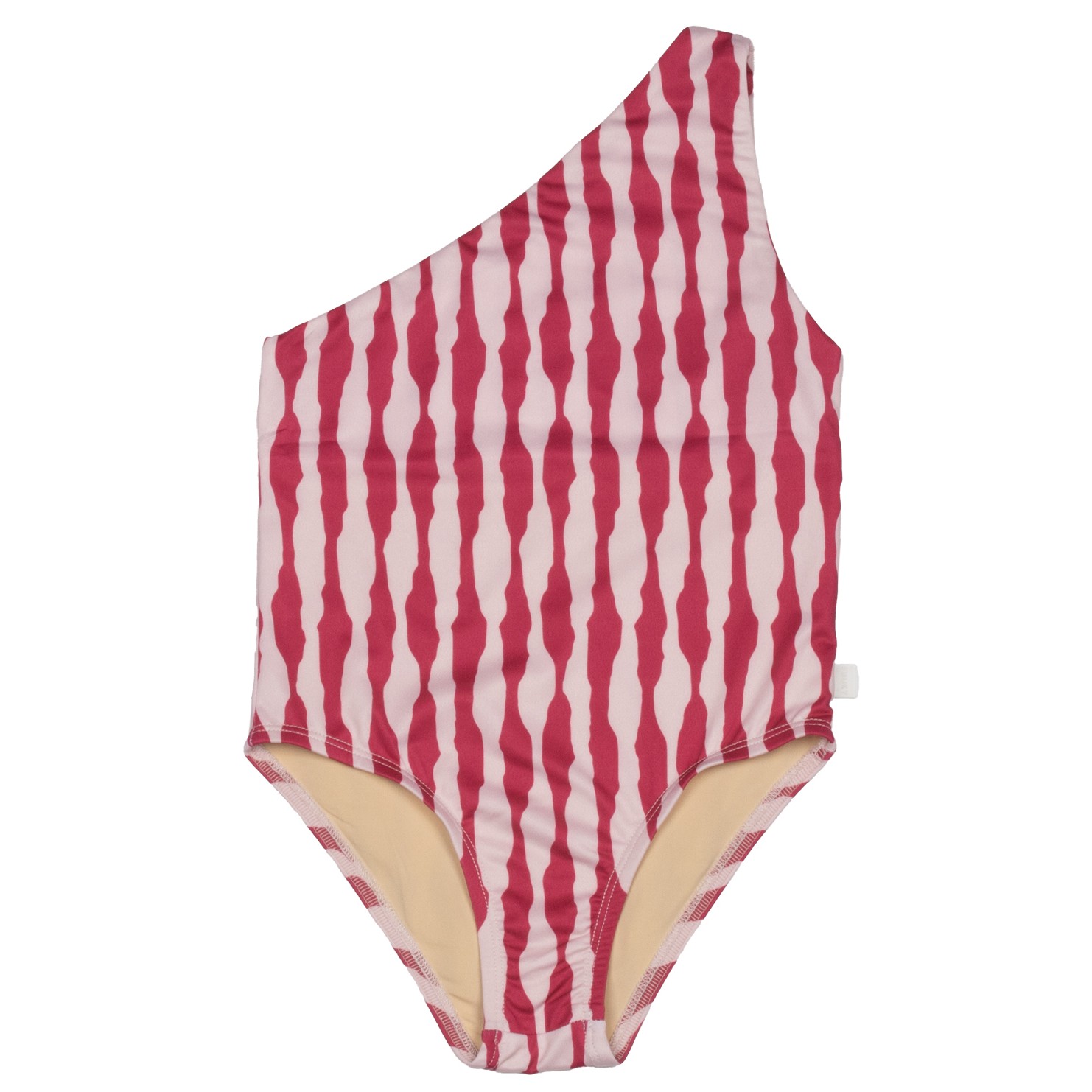 One Shoulder Swimsuit | Irregular Stripes Pink