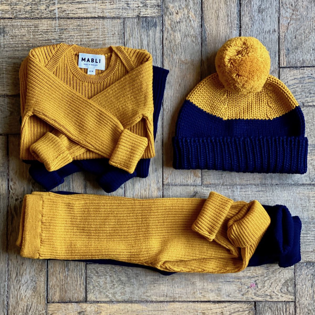 Otto Bobble Beanie | Saffron / Indigo