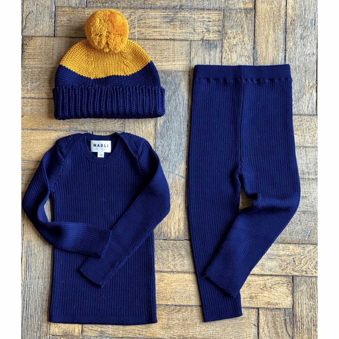 Otto Bobble Beanie | Saffron / Indigo