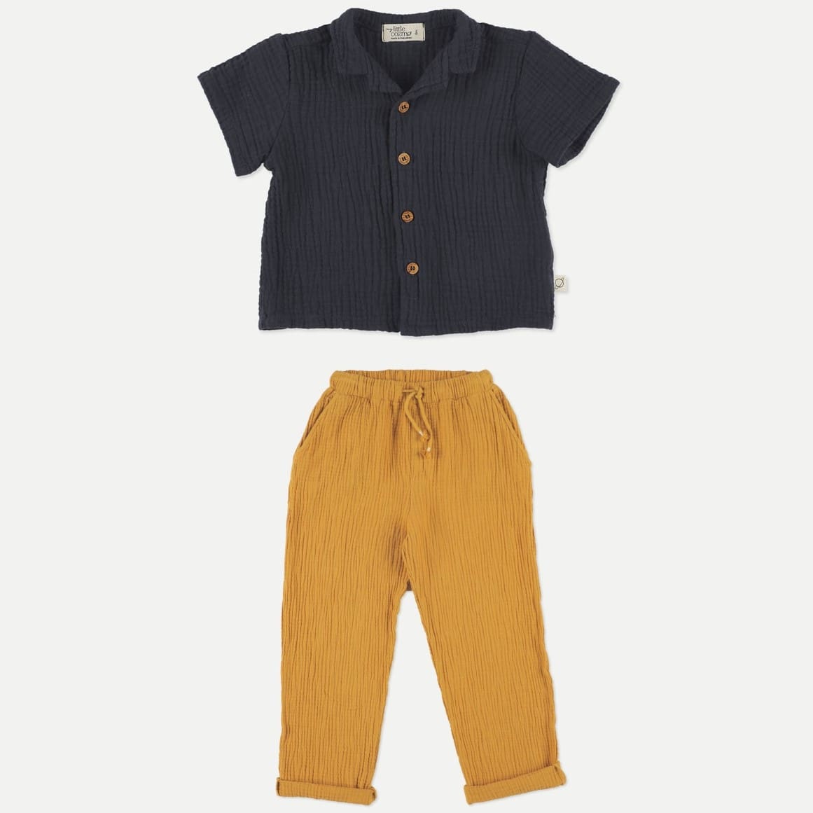 Pablo Soft Gauze Shirt & Mario Soft Gauze Pants | Navy/Oil