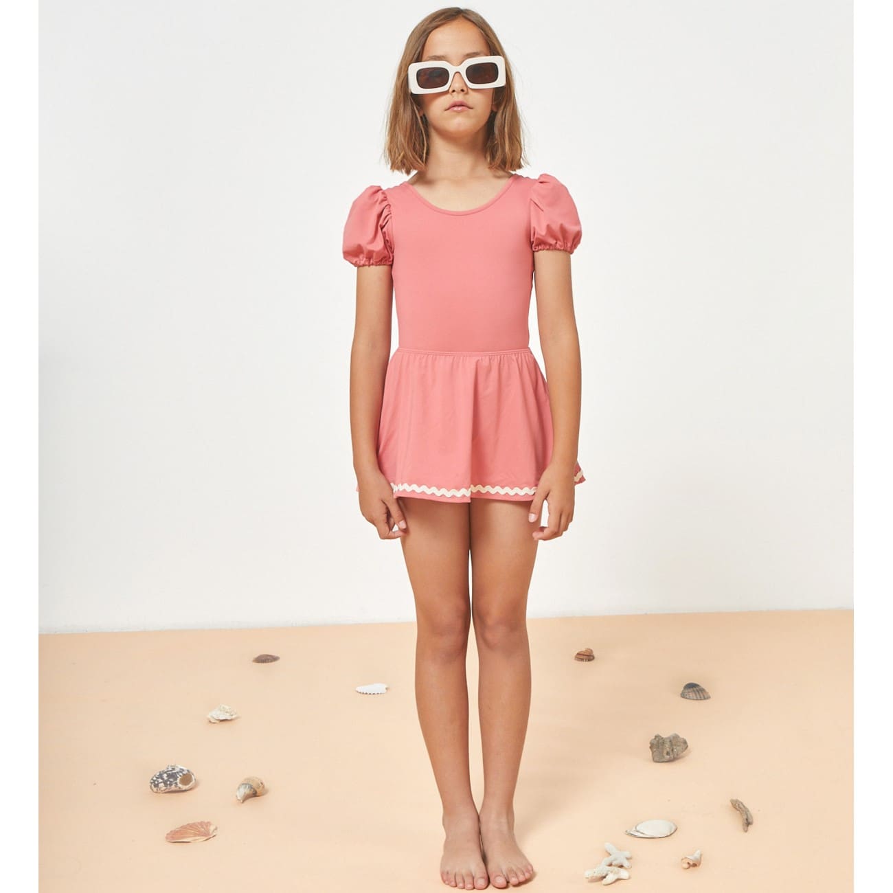 Celia Ballon Sleeve Swimsuit & Pauline Swimming Skirt Set