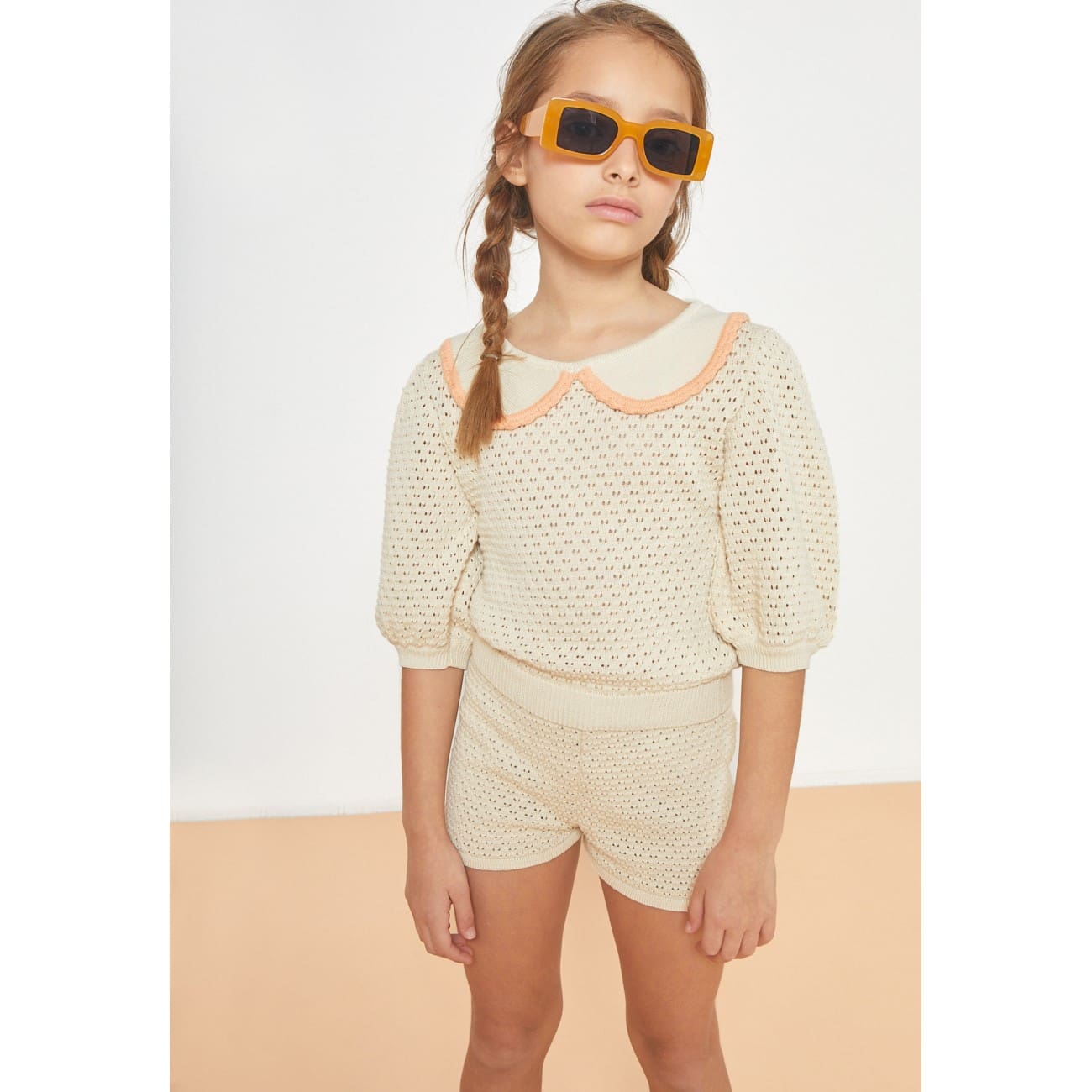 Carola Collared Openwork Sweater & Short