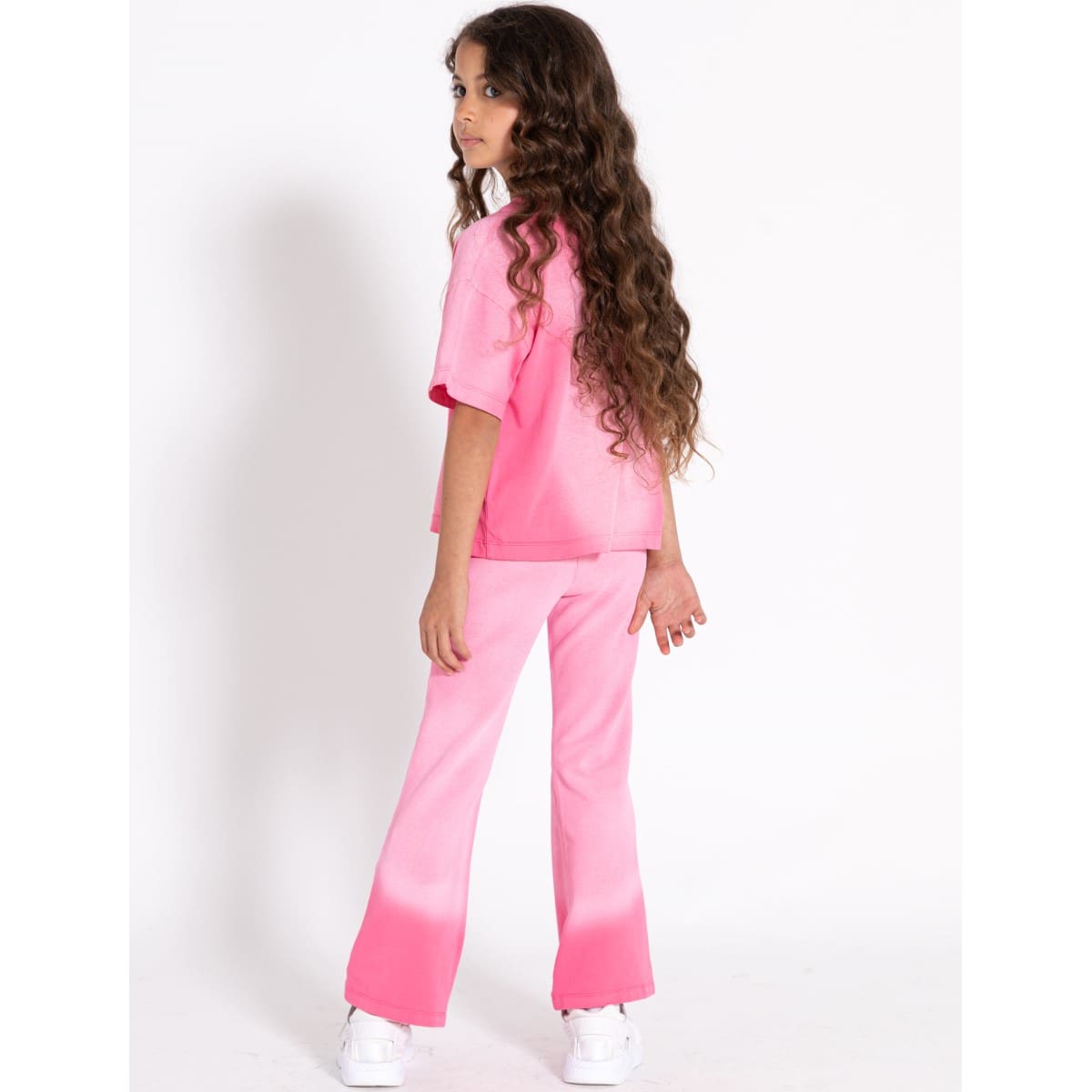 Queen Tshirt & Pearl Flared Leggings | Hot Pink Gradient