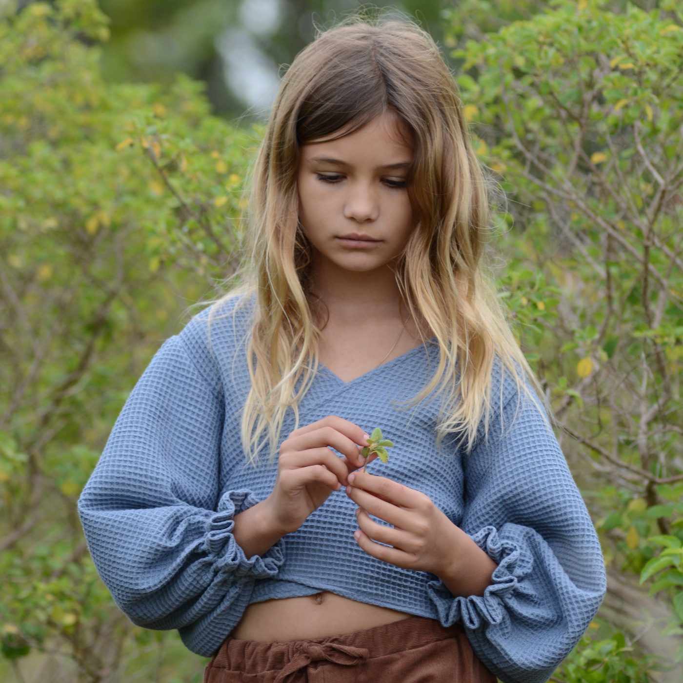 PIA Crossed Straps Blouse | Waffle Blue