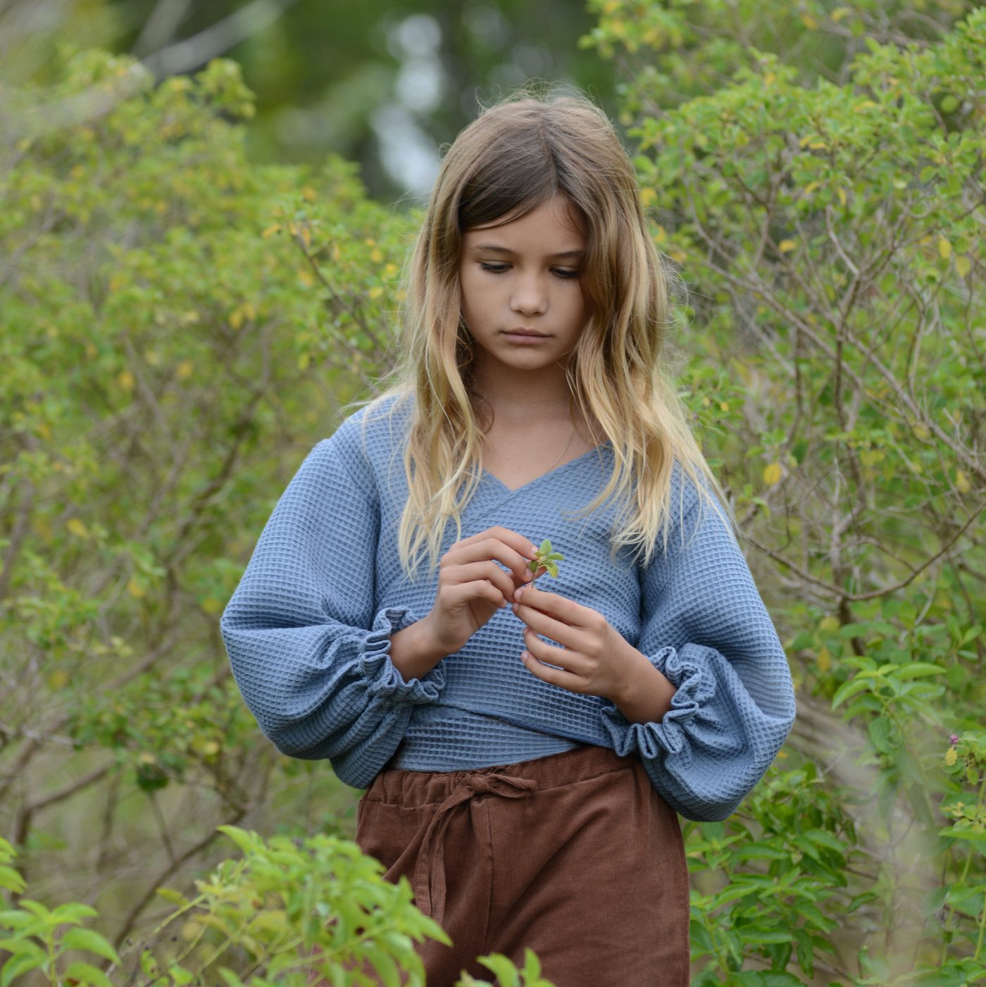 PIA Crossed Straps Blouse | Waffle Blue