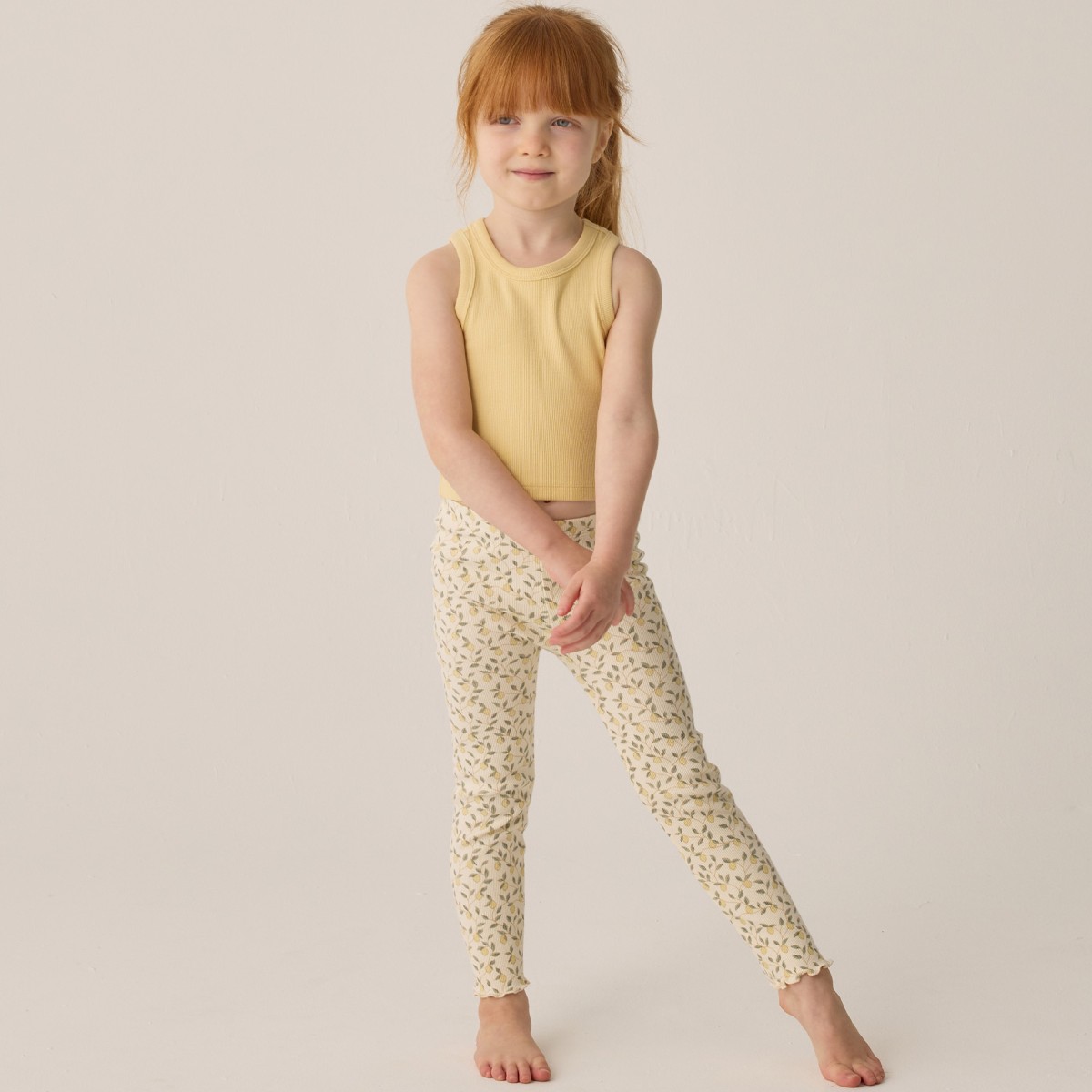 Ribbed Legging Set | Lemons, Yellow