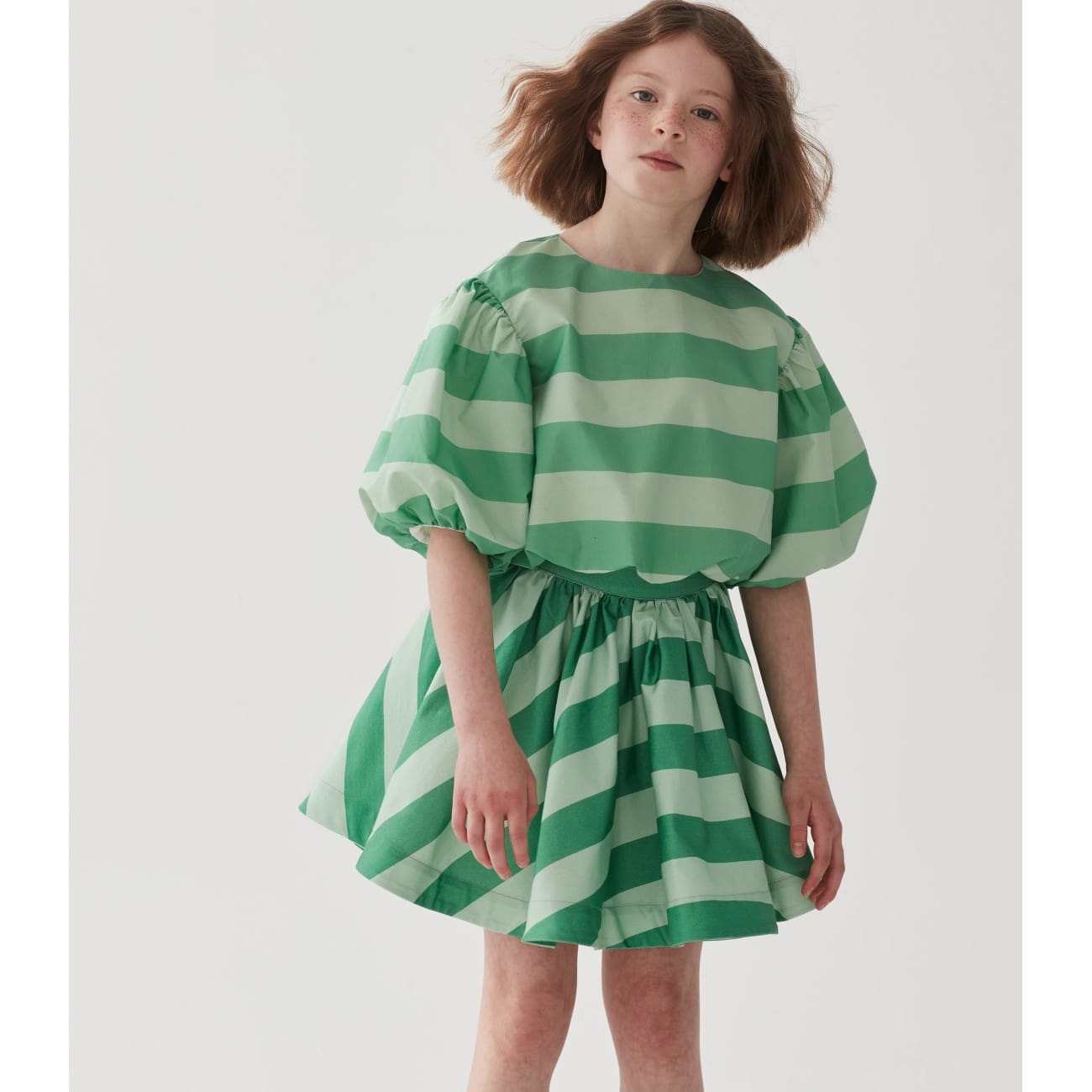 Pop Top & In Full Swing Skirt | Cricket Green & Cucumber Stripe