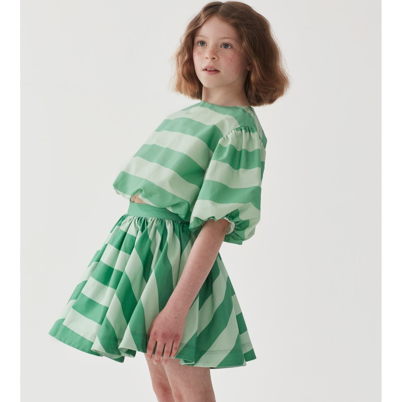 Pop Top & In Full Swing Skirt | Cricket Green & Cucumber Stripe
