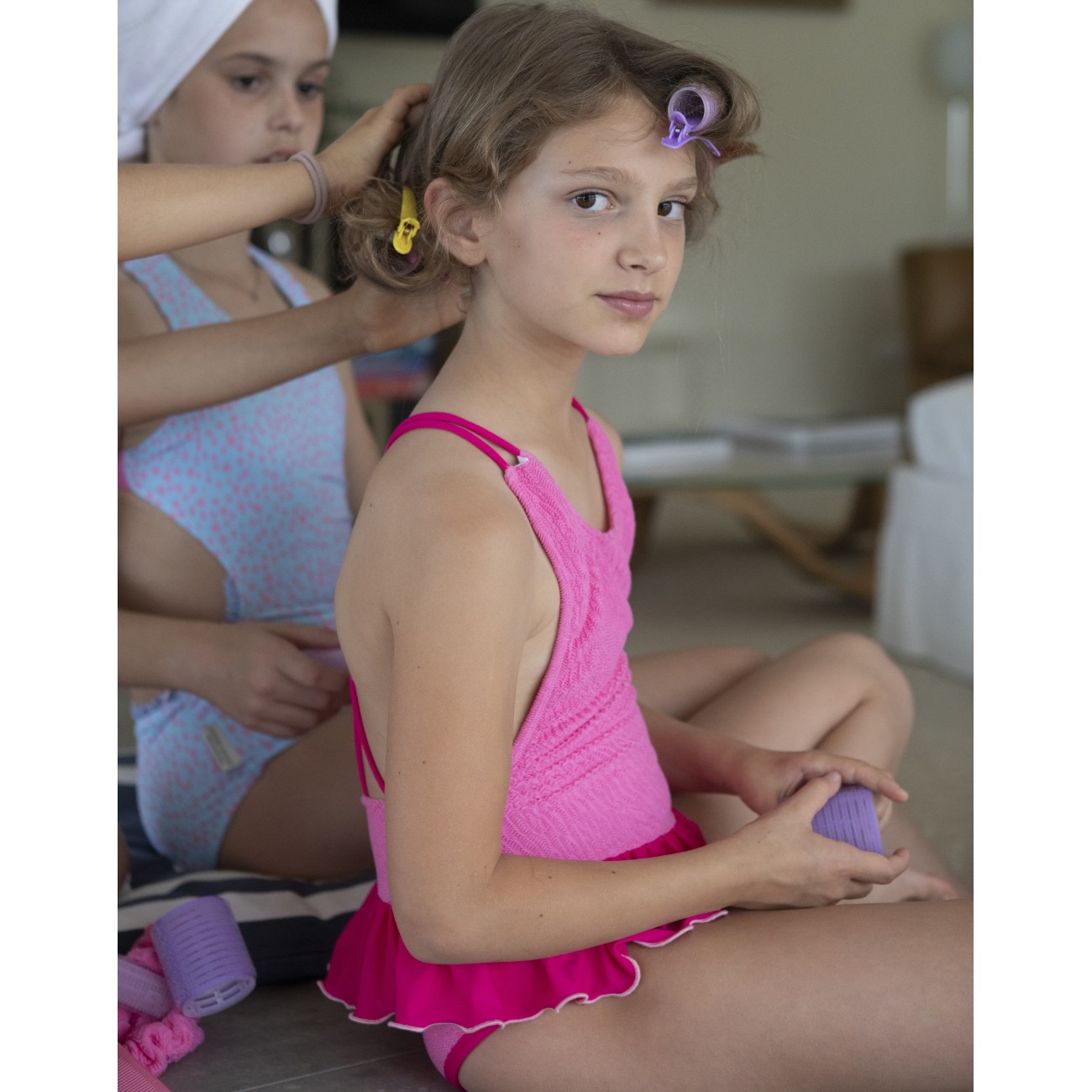 Pink Waves Textured Swimsuit