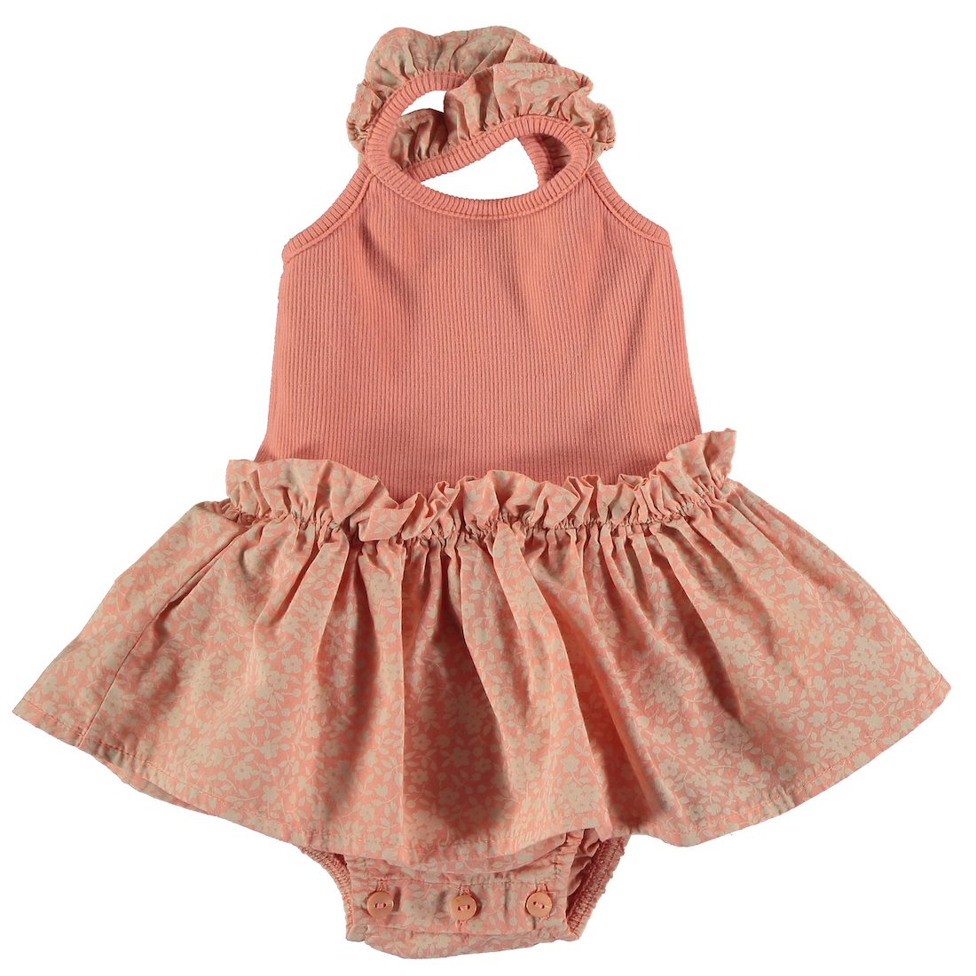 Peach Floral Baby Romper