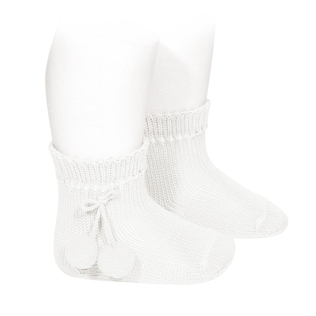 Perle Short Socks W/ Pompoms | White (200)