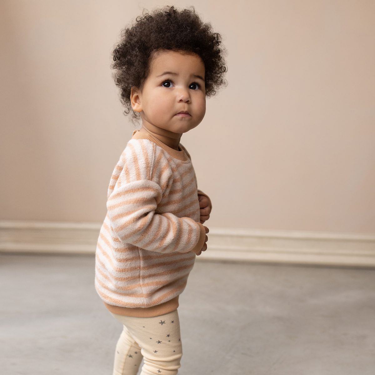 Rose Tan Oversized Teddy Sweater Stripes