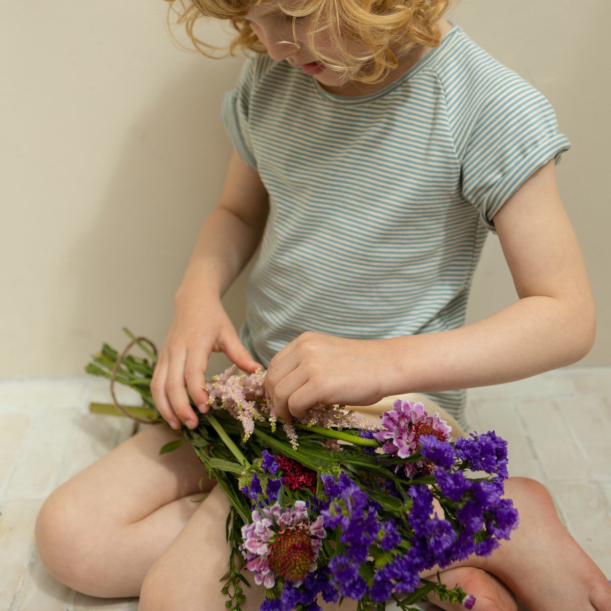 Raglan Tee S/S Stripes & Rib Shorts | Cloudy Blue