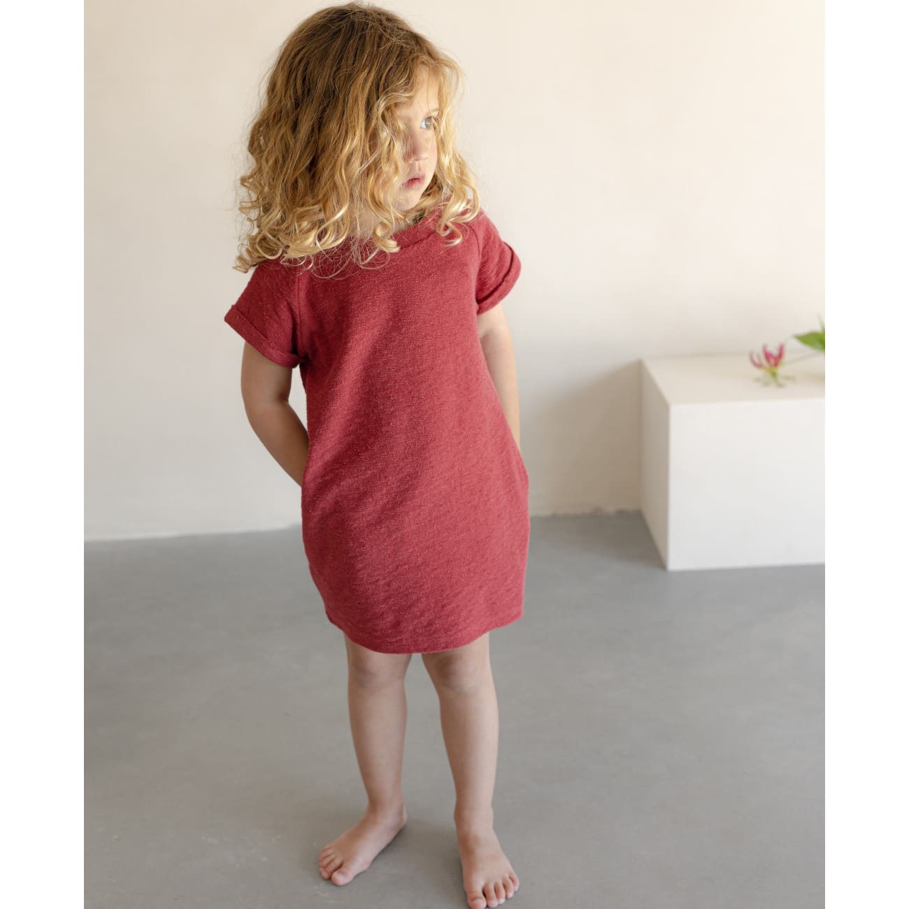 Frotté Dress | Deep Coral