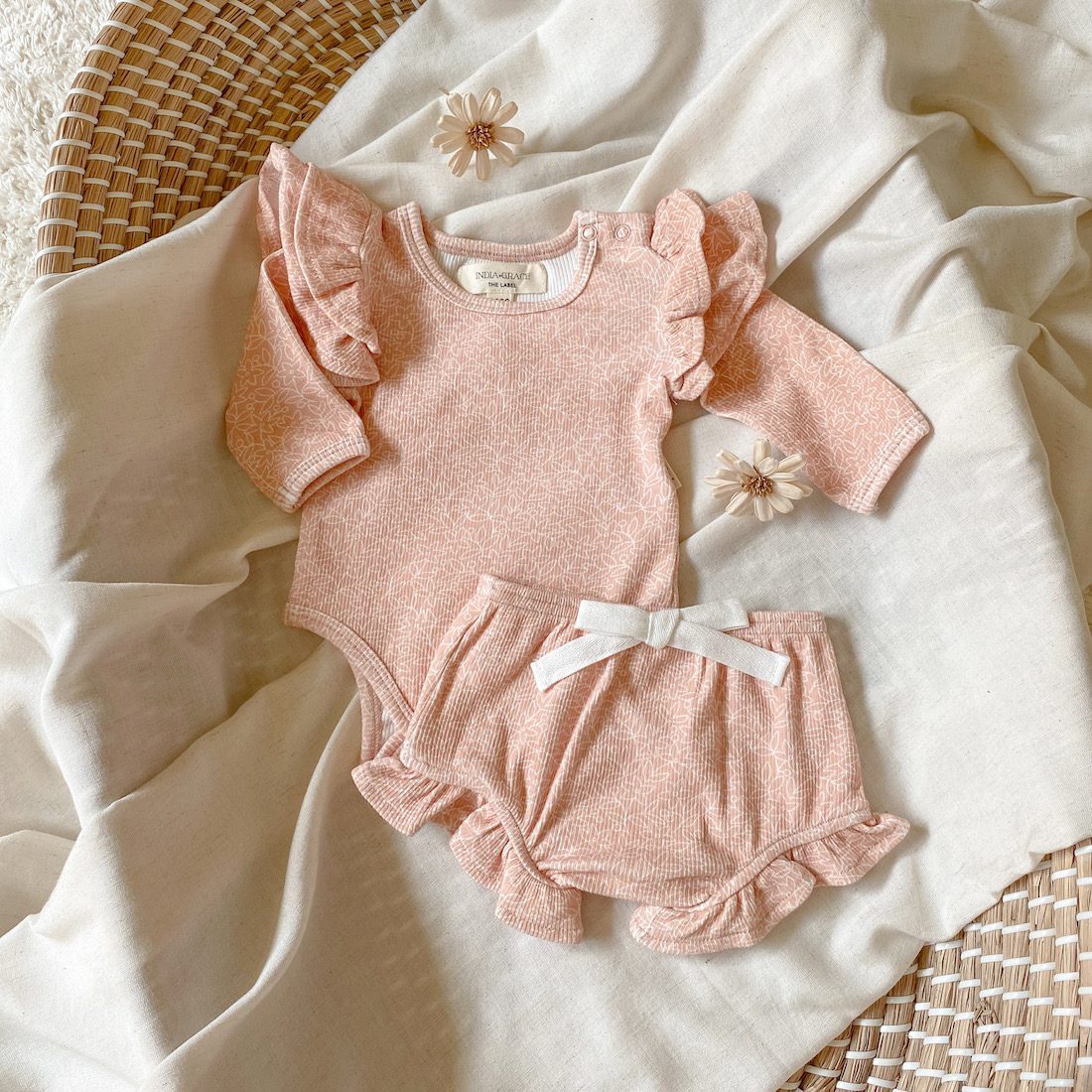 Ruffle LS Suit | Dusty Pink Floral