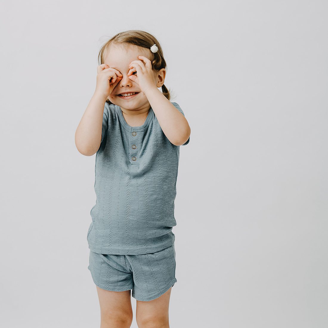 Pointelle Henley Tee & Shorts | Pool