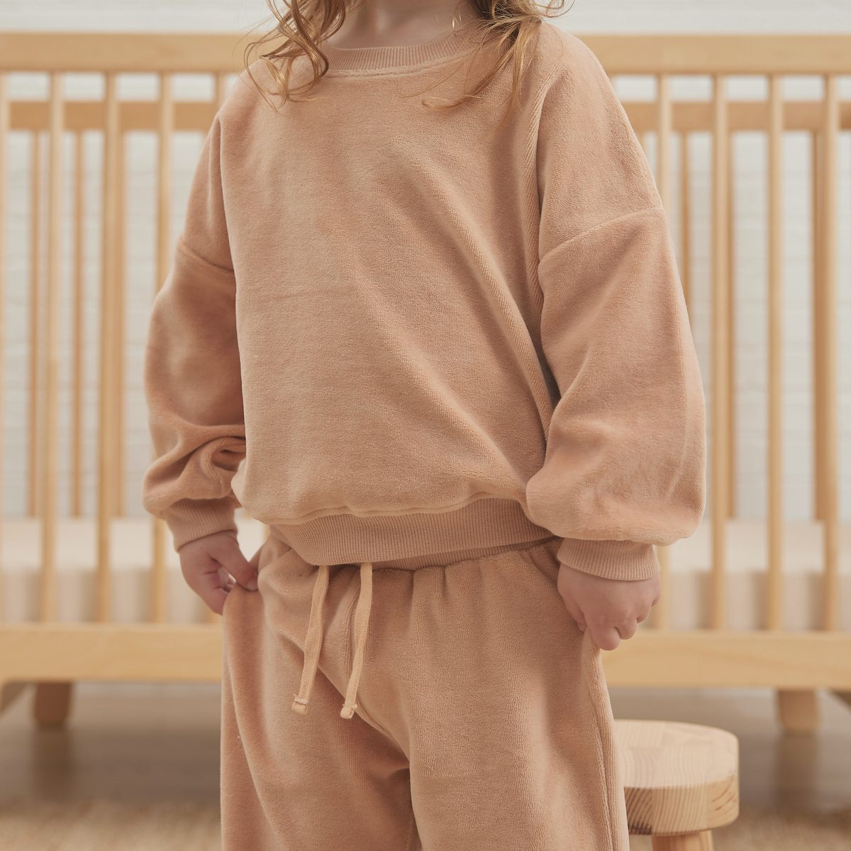 Velour Relaxed Sweatshirt & Sweatpants | Blush