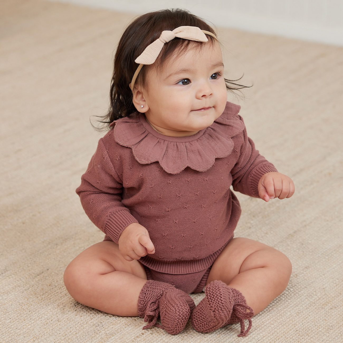Petal Knit Sweater & Knit Bloomer | Fig