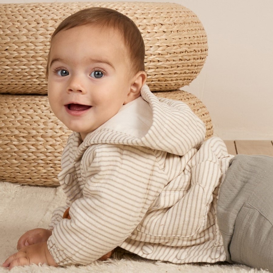 Hooded Woven Jacket | Basil Stripe