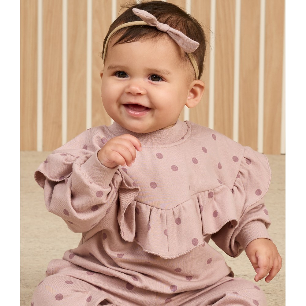 Ruffle Fleece Sweatshirt & Relaxed Fleece Sweatpant | Polka Dots