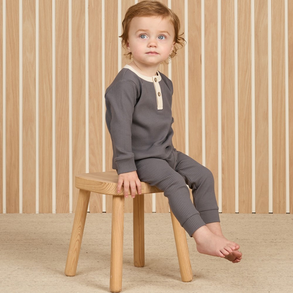 Ribbed Henley & Leggings | Indigo