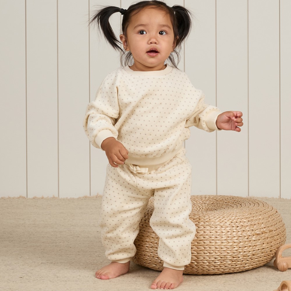 Velour Relaxed Sweatshirt & Sweatpants | Polka Dot