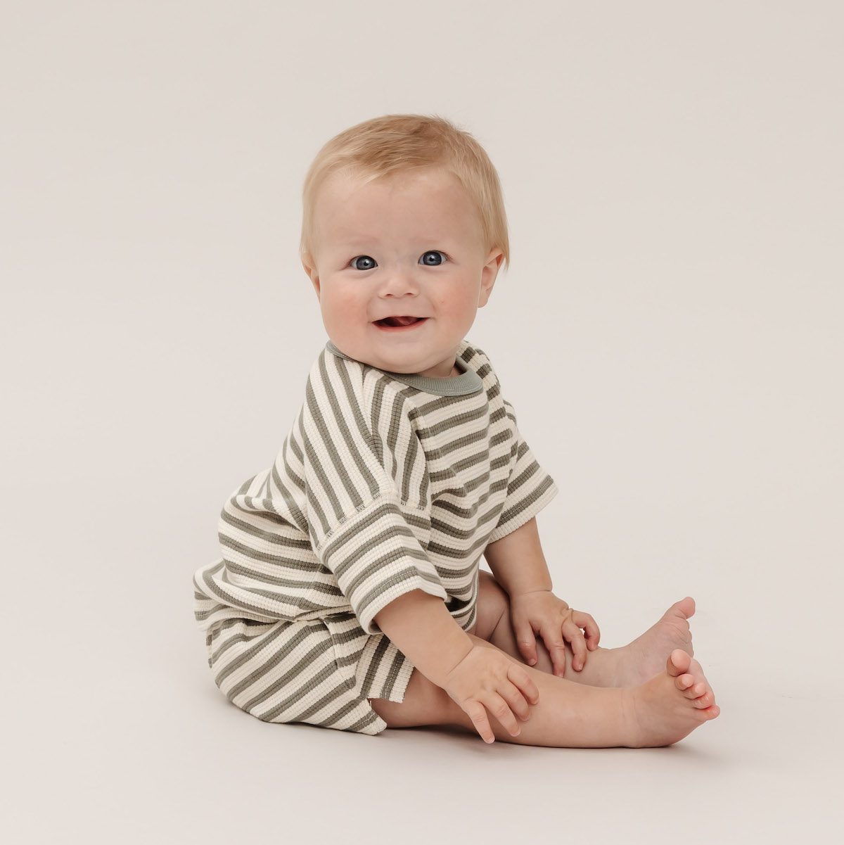 Waffle Tee + Short Set | Ocre Stripe