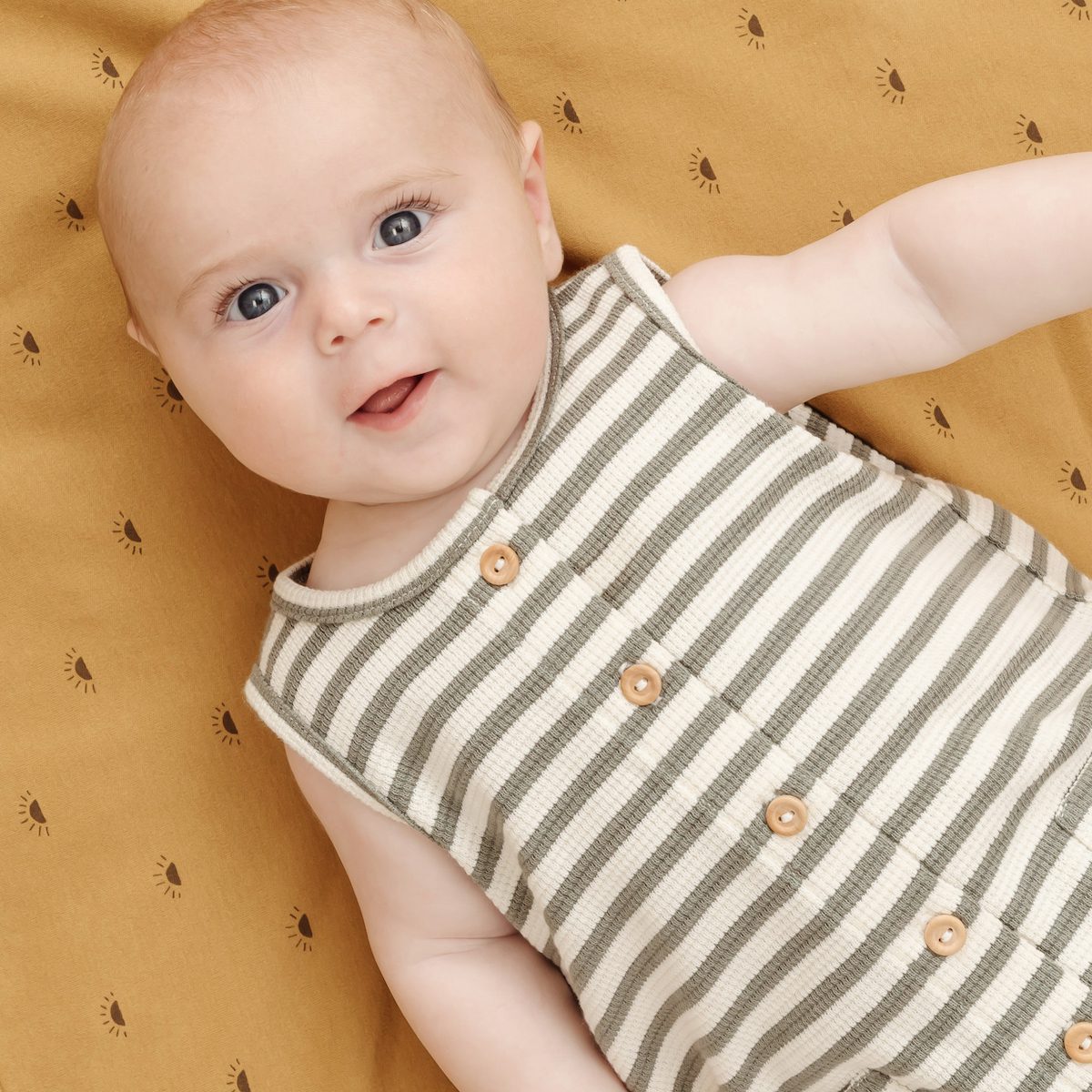 Waffle Sleeveless Jumpsuit | Spruce Stripe