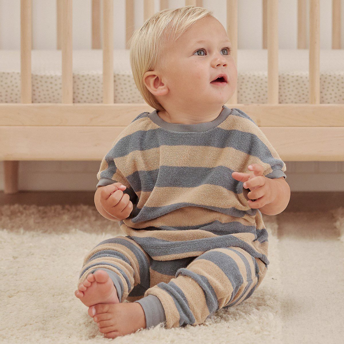 Terry Tee Set | Ocean & Latte Stripe