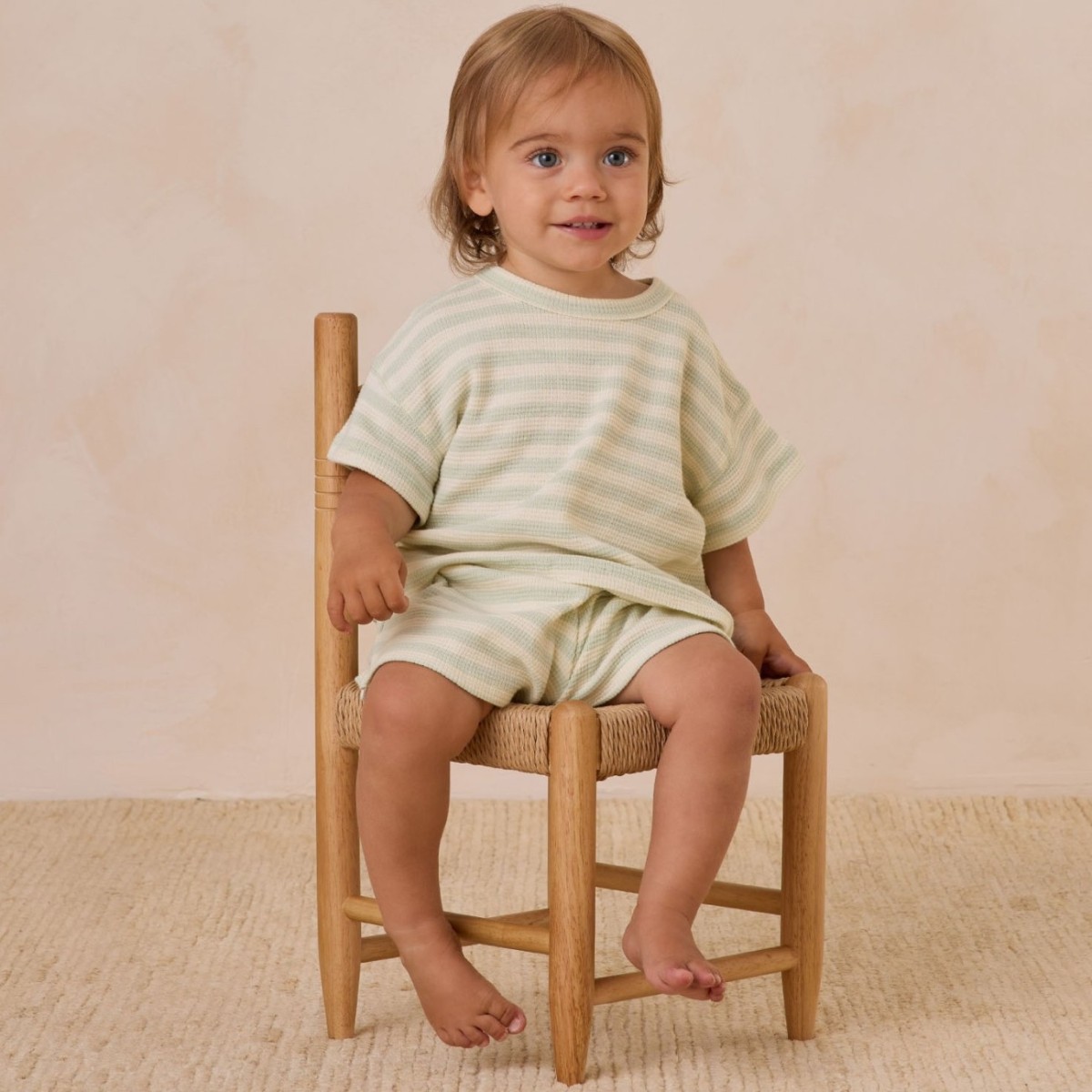 Waffle Tee + Short Set | Mint Stripe