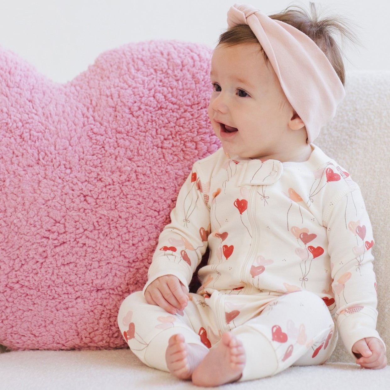 Zip Long Sleeve Sleeper | Hearts Balloons