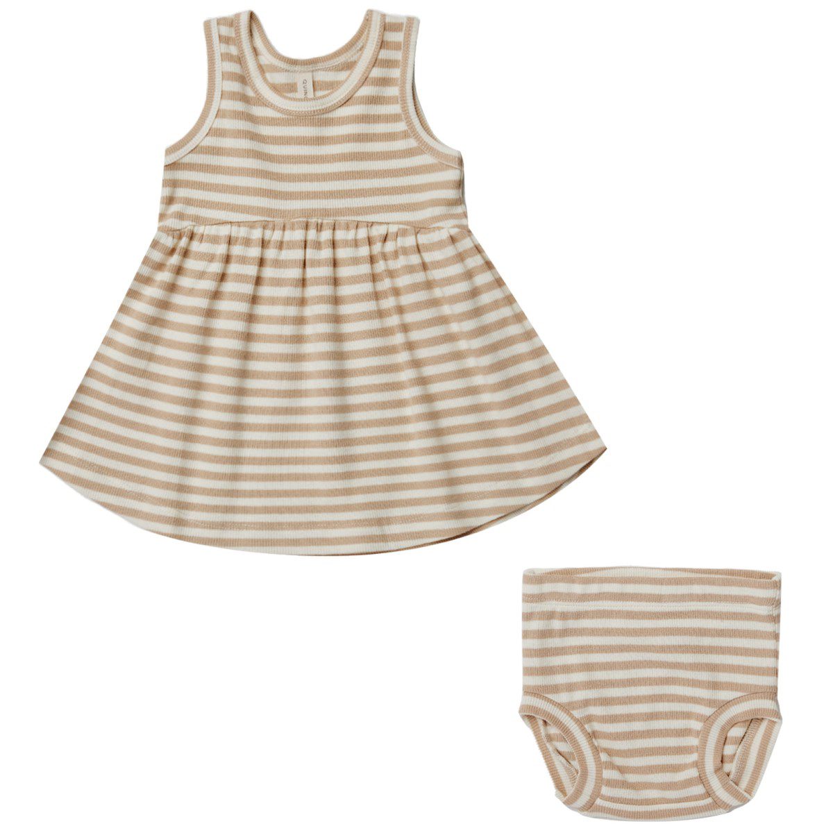 Ribbed Tank Dress + Bloomer | Latte Stripe