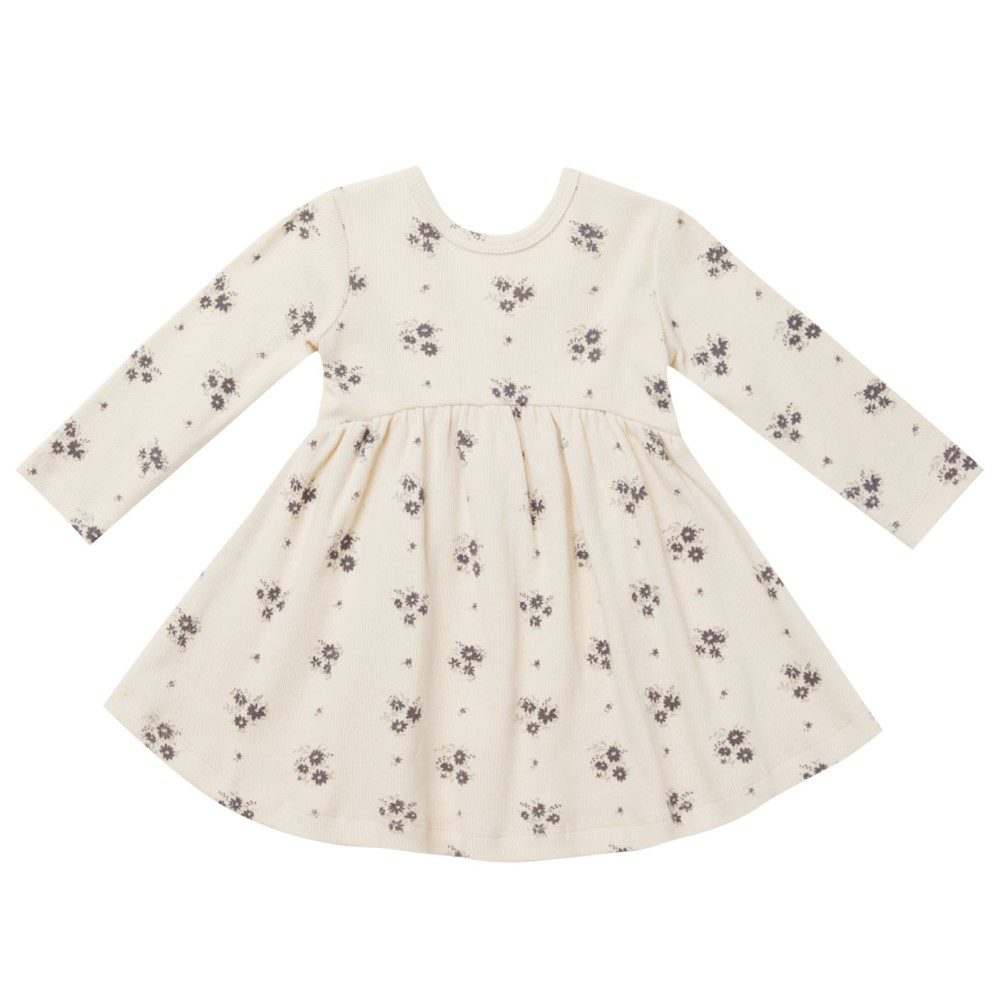 Ribbed Long Sleeve Dress | Navy Ditsy