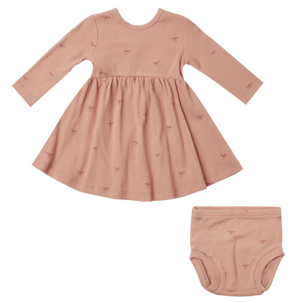 Ribbed Long Sleeve Dress | Bows