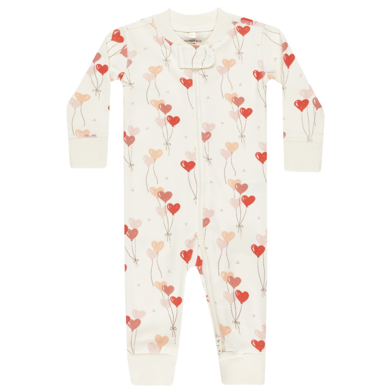 Zip Long Sleeve Sleeper | Hearts Balloons