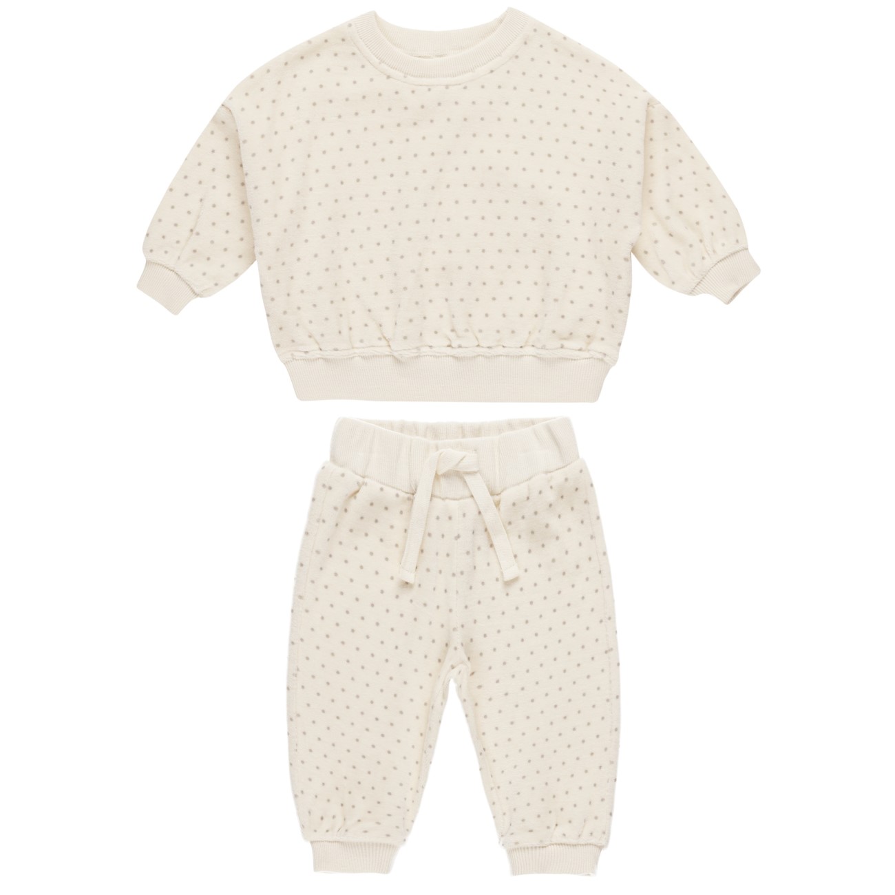 Velour Relaxed Sweatshirt & Sweatpants | Polka Dot