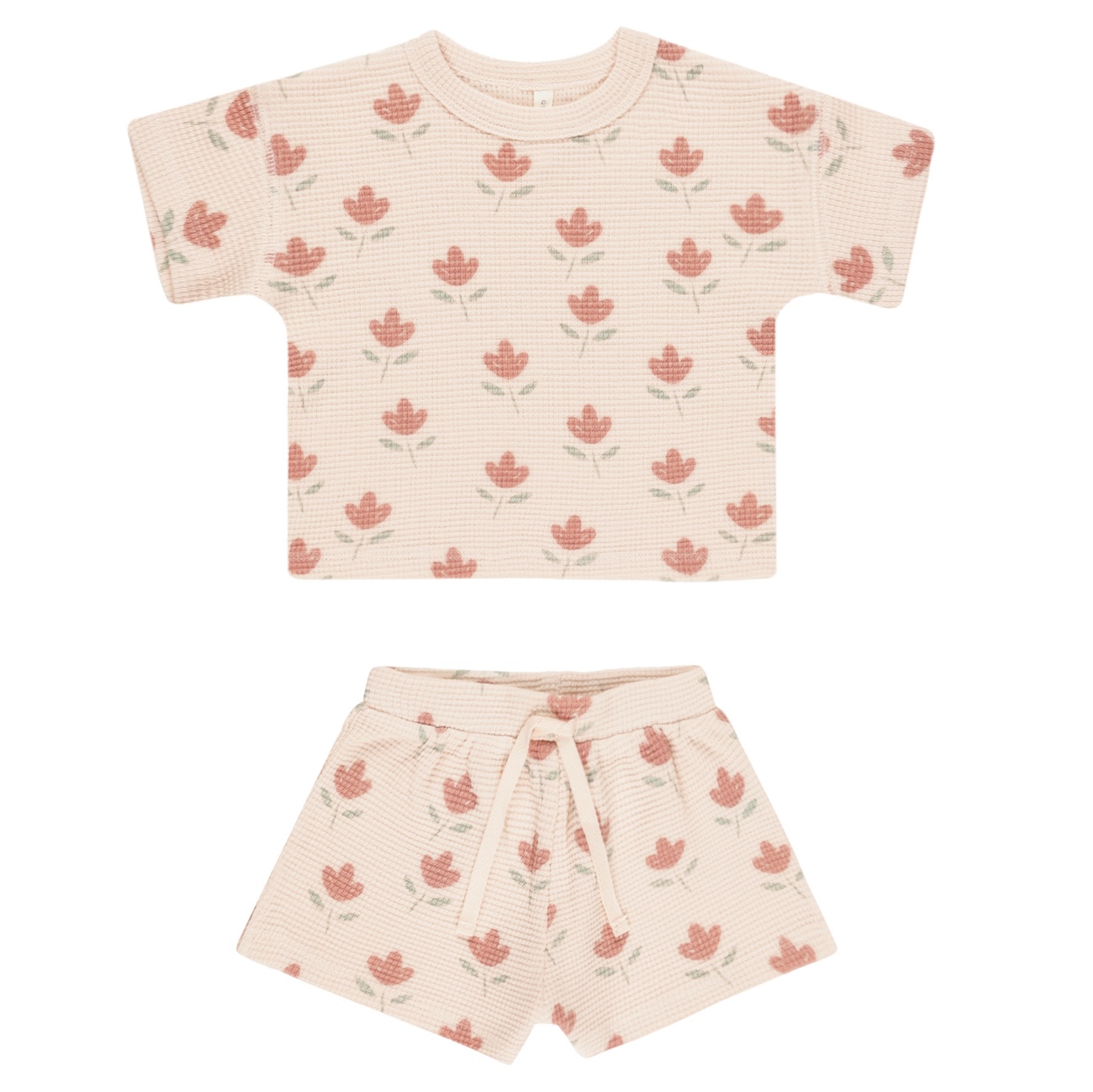 Waffle Tee + Short Set | Tulips