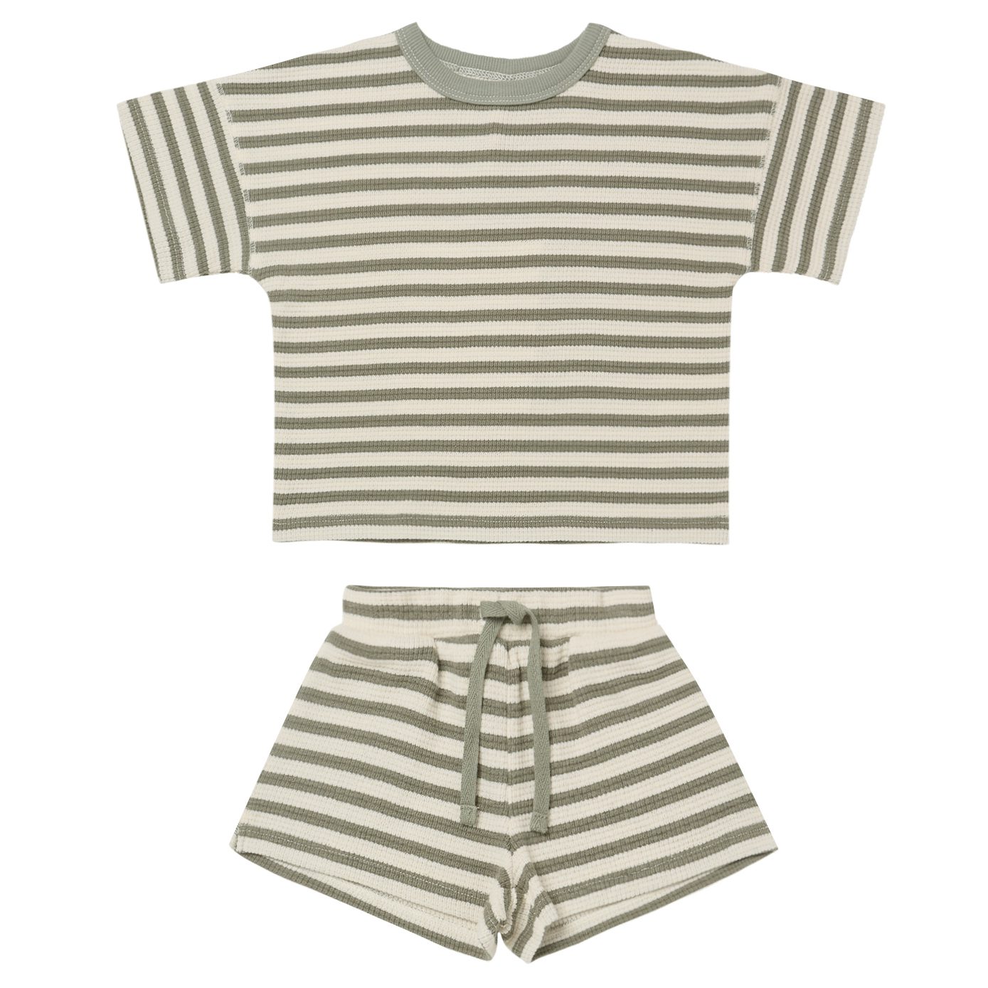 Waffle Tee + Short Set | Spruce Stripe