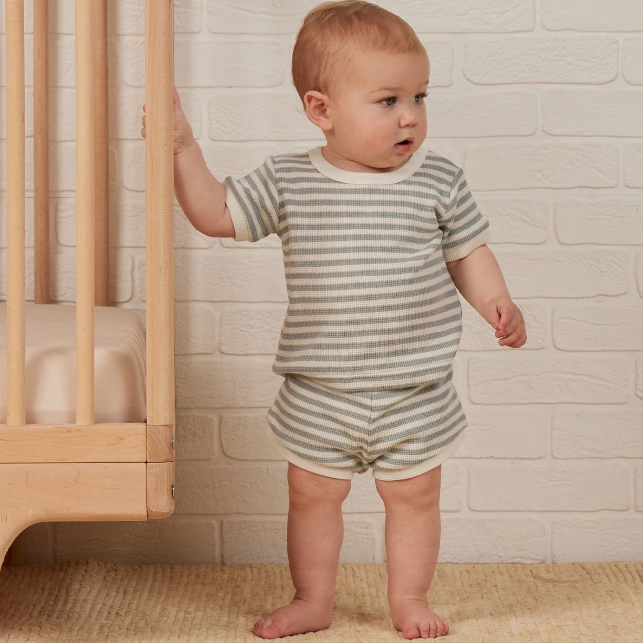 Waffle Shortie Set | Sky Stripe